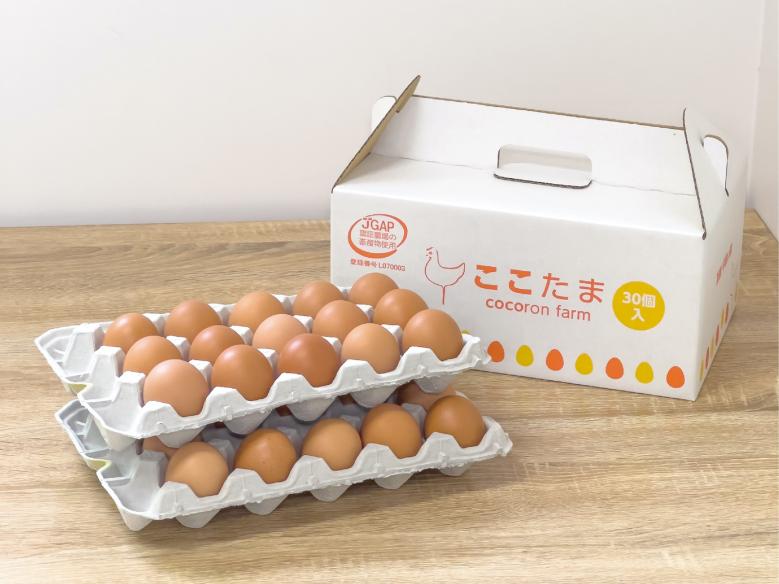 【JGAP認証取得農場】平飼い卵「ここたま」ギフトボックス バラ30個入り 赤色フリーサイズ